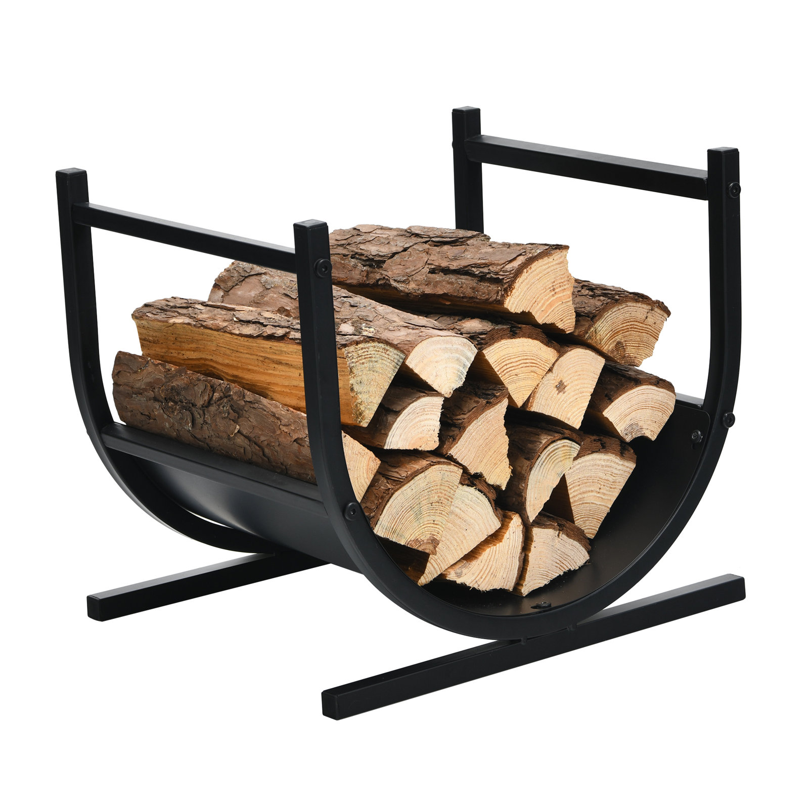 Red Barrel Studio® 17'' U-shaped Firewood Rack Steel Fireplace Wood Storage Log Rack Holder