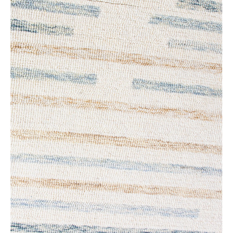 Ivory and Blue Hand-Tufted Wool Rectangular Area Rug