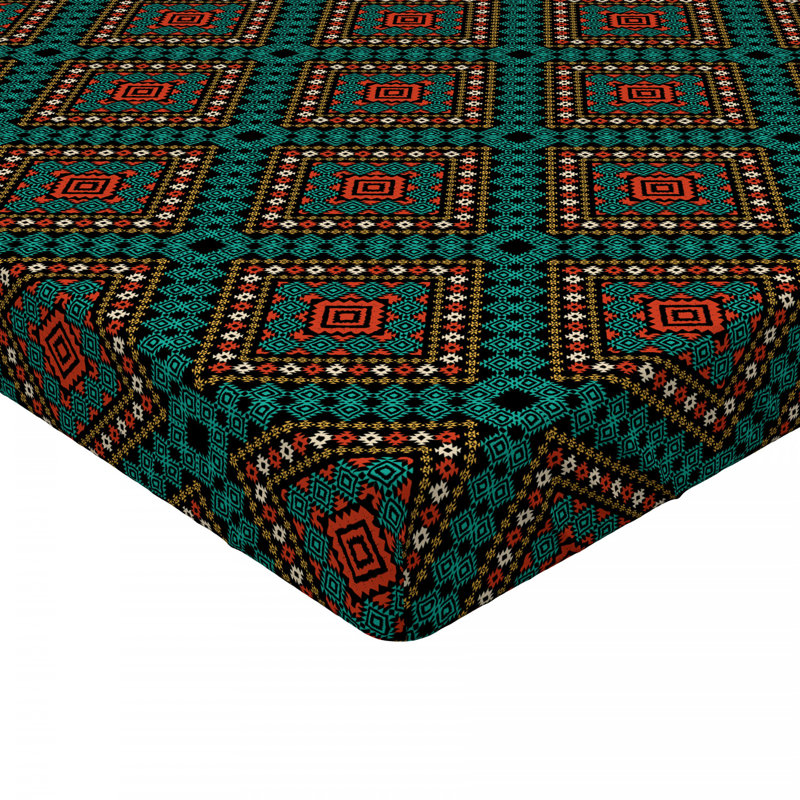 Microfiber Geometric Fitted Sheet, Queen Fitted Sheet