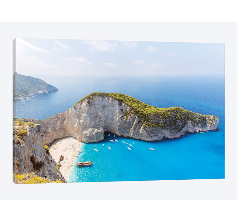 « panoramique of shipwreck beach, zakynthos, grèce » par matteo colombo, reproduction d’impression sur toile tendue