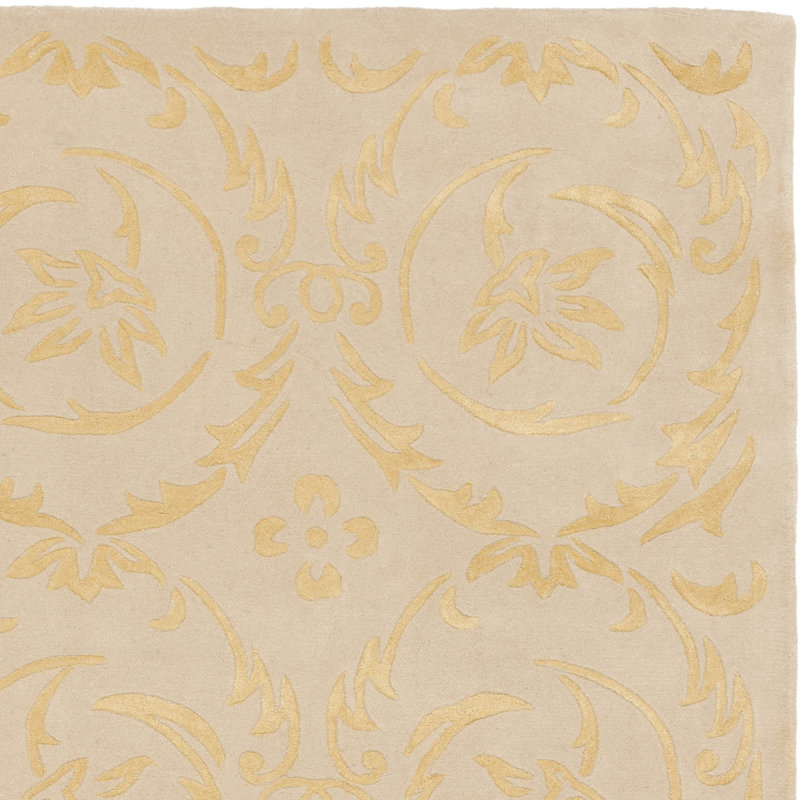 French Tapis Hand Tufted Silk And Wool Solid Color Rug, Rectangle 4' x 6'