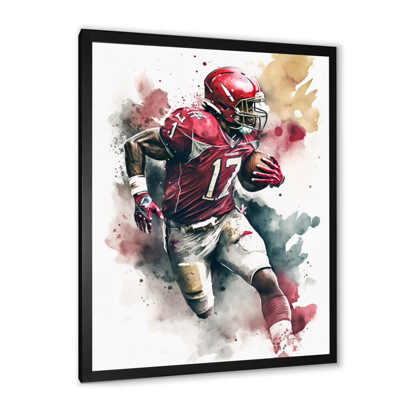«Football Player on Field II», reproduction rectangulaire sur toile, Cadre photo noir, L 12 po x H 20 po x P 1 po