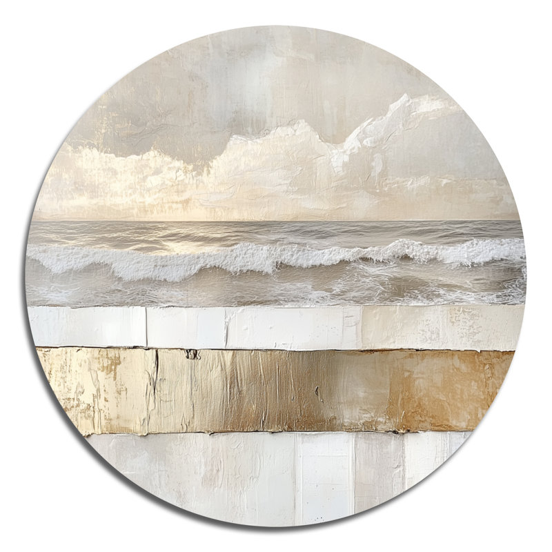 Abstrait vagues côtières - art mural moderne en métal rond, L 36 po x H 36 po