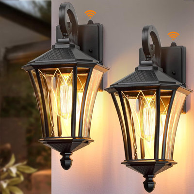 16" Dusk to Dawn Outdoor Light Fixture Wall Mount, Black, 2 Packs | Retro Outdoor Wall Lights, Aluminum Outdoor Sconce Light with E26 Socket, Waterproof Outdoor Light for House Porch Garage
