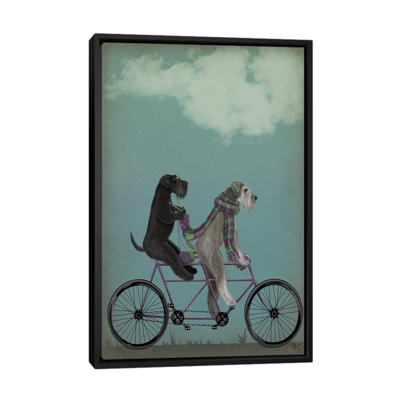 « schnauzer tandem », reproduction d’impression sur toile tendue Fab Funky, H 26 po x l 18 po x P 1,5 po, Pas de tapis
