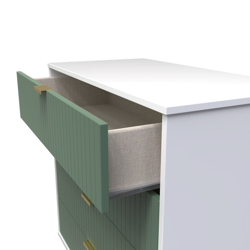 Fully Assembled Alojz 4 - Drawer Chest of Drawers, Labrador Green/White