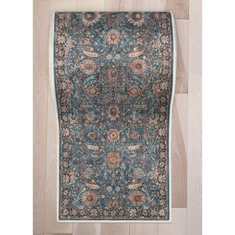  Asha Liana Teal Custom Size Hallway Stair Runner - Vintage Persian Oriental Low Pile Carpet