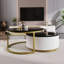 Modern Round Nesting Coffee Table Fluted with Drawer in Gold in 27.6"-228122592