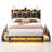 Upholstered Bed Frame With Drawers With Storage Headboard,Charging Station LED Light-1691856182-1691856183
