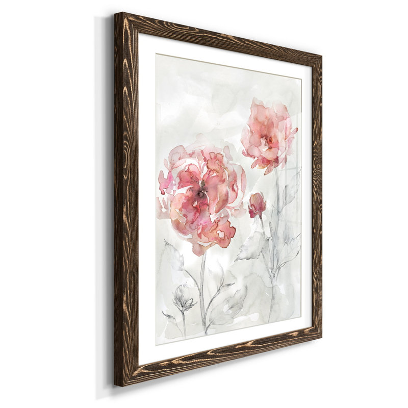 «Blush Botanical II», reproduction d'art sur papier encadrée, H 44 po x l 31 po x P 1 po, Noyer