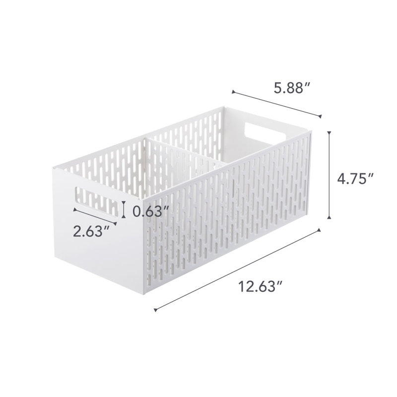Yamazaki Home Stacking Baskets / Fruit Basket/ Vegetable Basket, Plastic, Handles, Stackable, White
