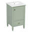 Meuble-lavabo de 20 po avec lavabo en céramique, pieds en bois massif, meuble-lavabo autoportant avec armoire de rangement, tiroirs et portes à fermeture en douceur, support de rangement-712529393