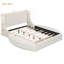 Lit plateforme tapissier en velours avec tête de lit à oreilles, 1 grand tiroir et 2 tabourets de rangement latéraux (beige)-304417775