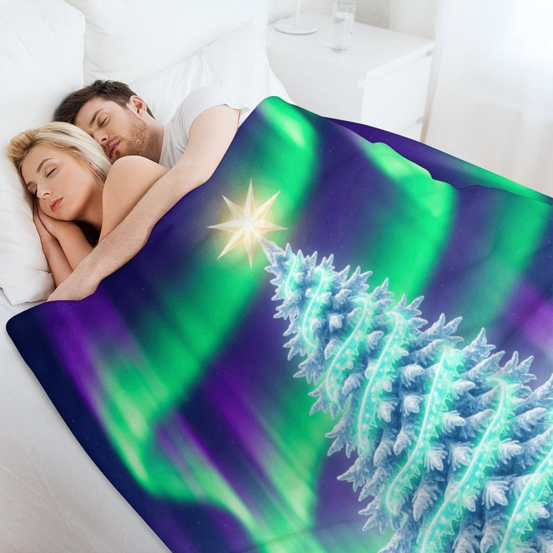 Joli arbre de Noël brillant avec aurore et jeté, 30 po x 40 po