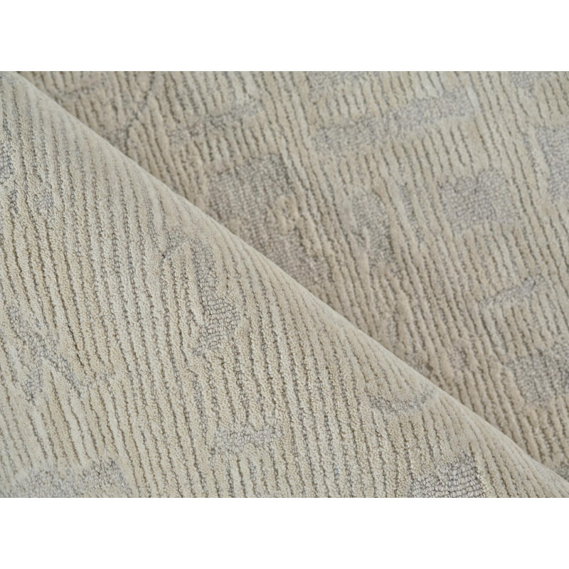 Aspen Hand Tufted Abstract Area Rug, Silver/Ivory, Rectangle 8' x 10'