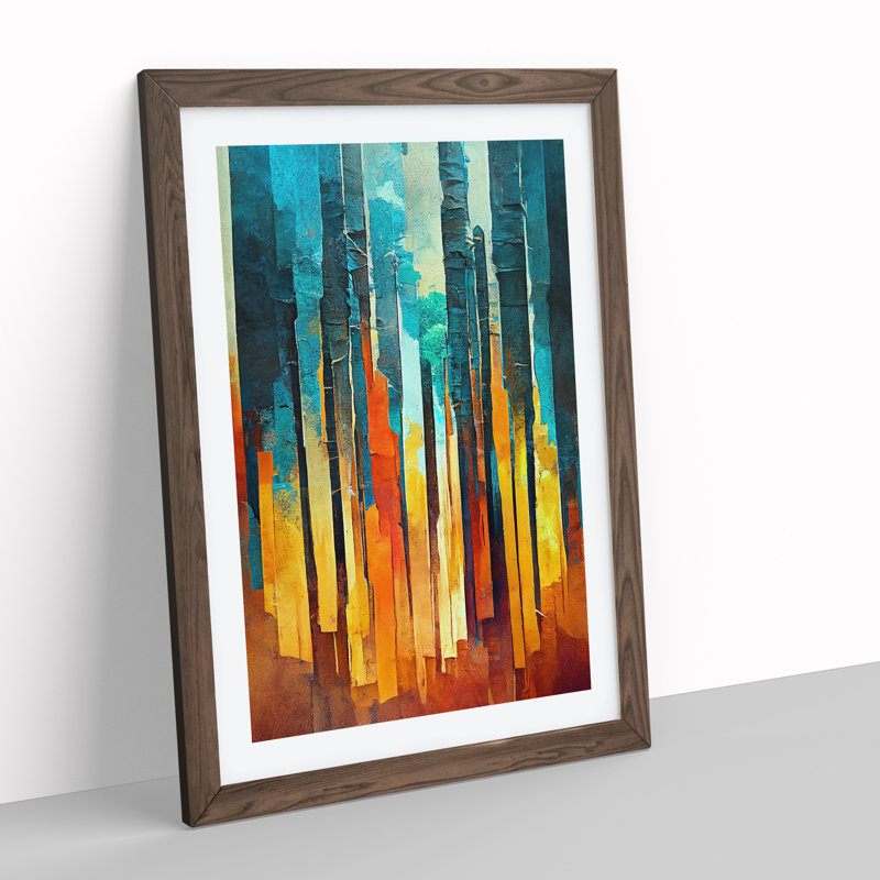 Torn Abstract Forest No.8 - Single Picture Frame Print, 64cm H x 46cm W, Walnut
