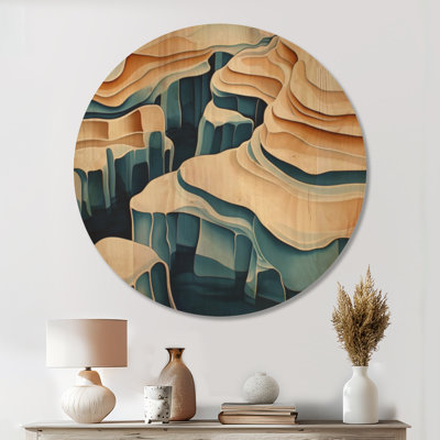 Falaises au-dessus de la mer tranquille II - art mural rond en bois nautique
