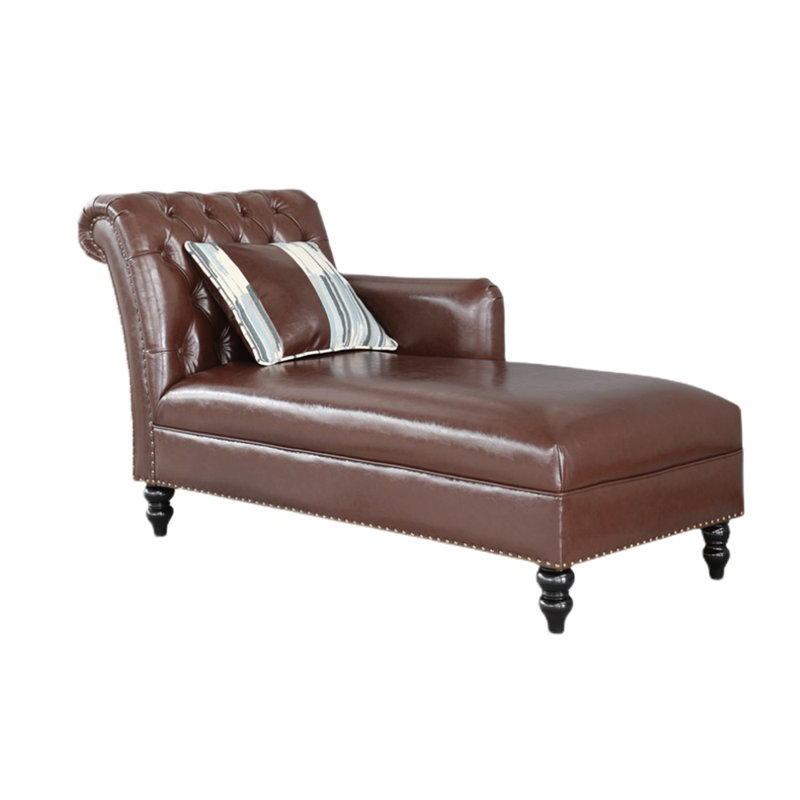 Chaise longue rembourrée Tidus, Accoudoir à gauche (vu de face), Brun