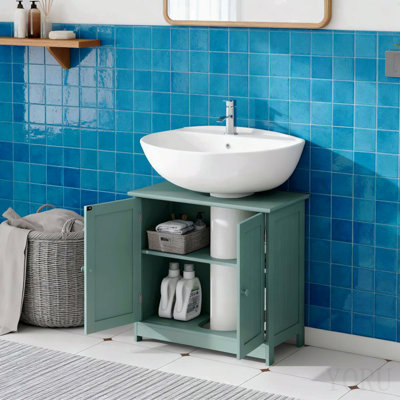Armoire de meuble-lavabo sous le lavabo avec 2 portes et tablette réglable (sans lavabo de salle de bain)
