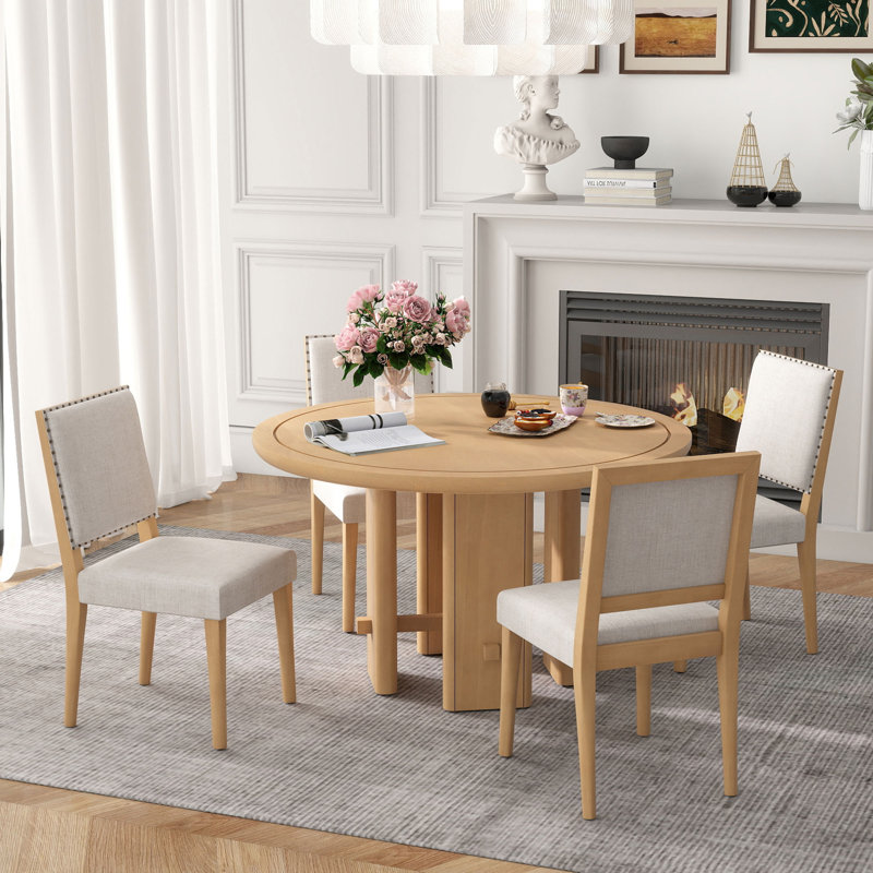 Ensemble repas pour 4 personnes, Beige / Naturel, Naturel
