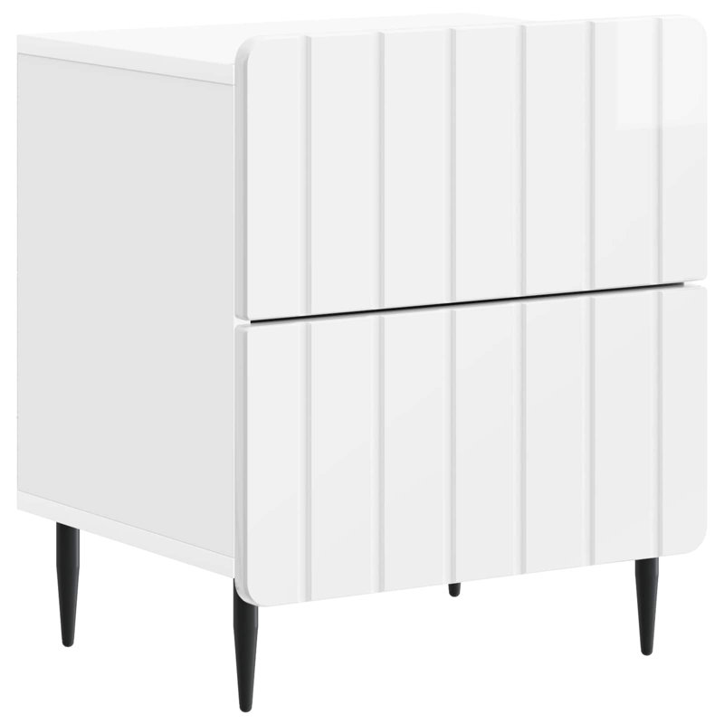 43cm W Manufactured Wood Bedside Table, High Gloss White