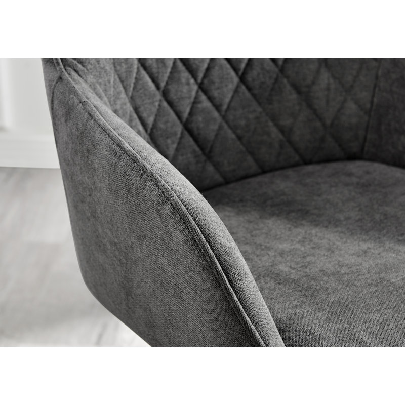 Eubanks Luxury Fabric Upholstered Dining Chair with Chrome Metal Legs - Modern Home, Dark Grey, Silver
