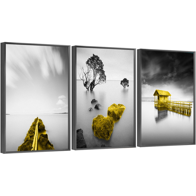 Contrast - ensemble de 3 reproductions sur toile, H 16,3 po x l 36,3 po x P 1,65 po