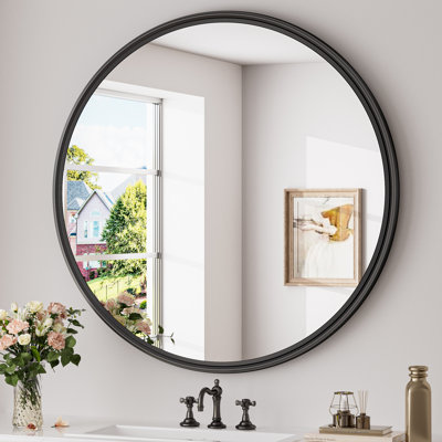 Evangelista Aluminum Alloy Framed Tempered Glass Round Wall Mirror
