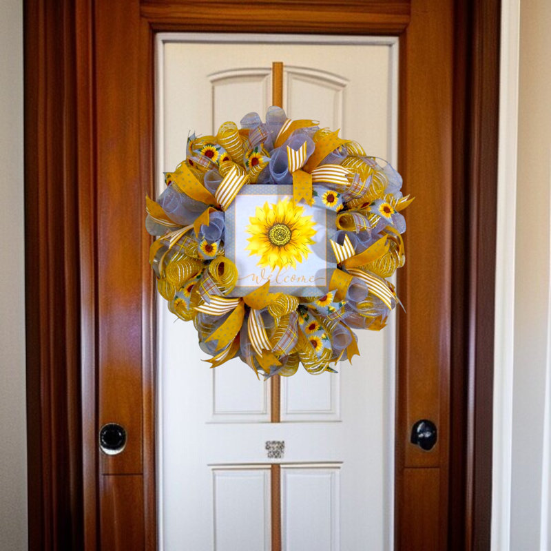 Fall Sunflower Wreath Welcome Sign Everyday Wreath