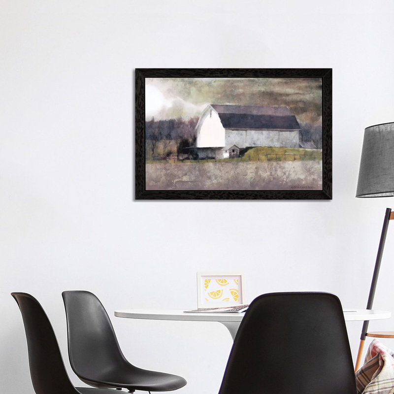 Rustic White Barn Scene I by Bluebird Barn - Wrapped Canvas Print, Black Floater Framed, 66.04 cm H x 45.72 cm W