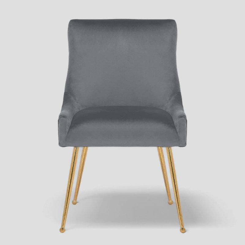 Chaise en velours Sheny, Velours gris foncé