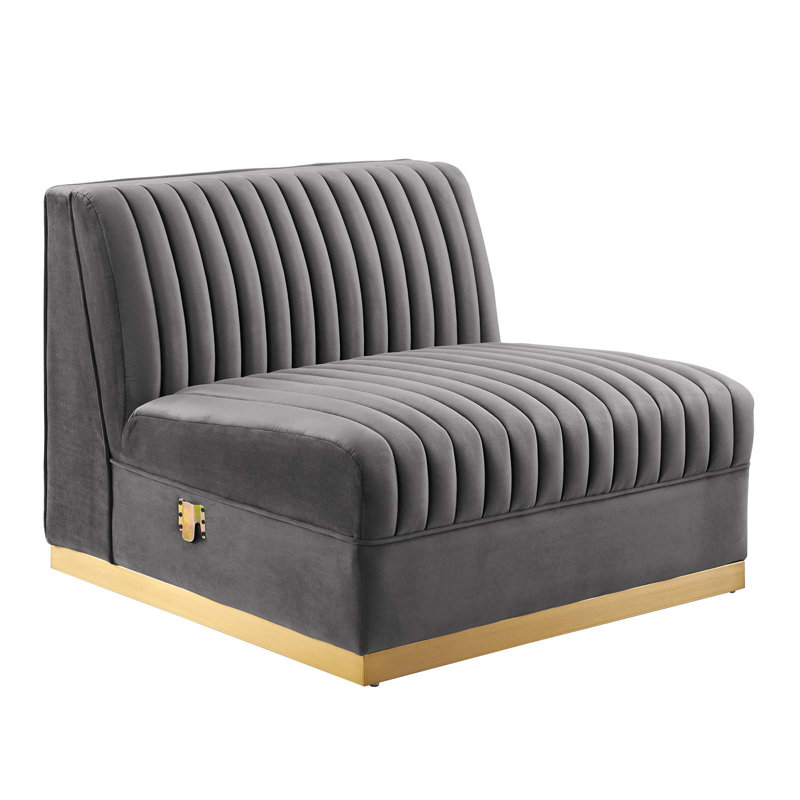 Fauteuil modulaire en velours Sanguine Channel, Velours gris