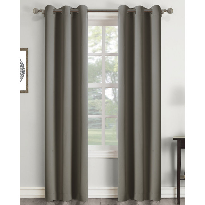 Panneau de rideau simple obscurcissant uni avec œillets, Gris, L 63 po x l 39 po