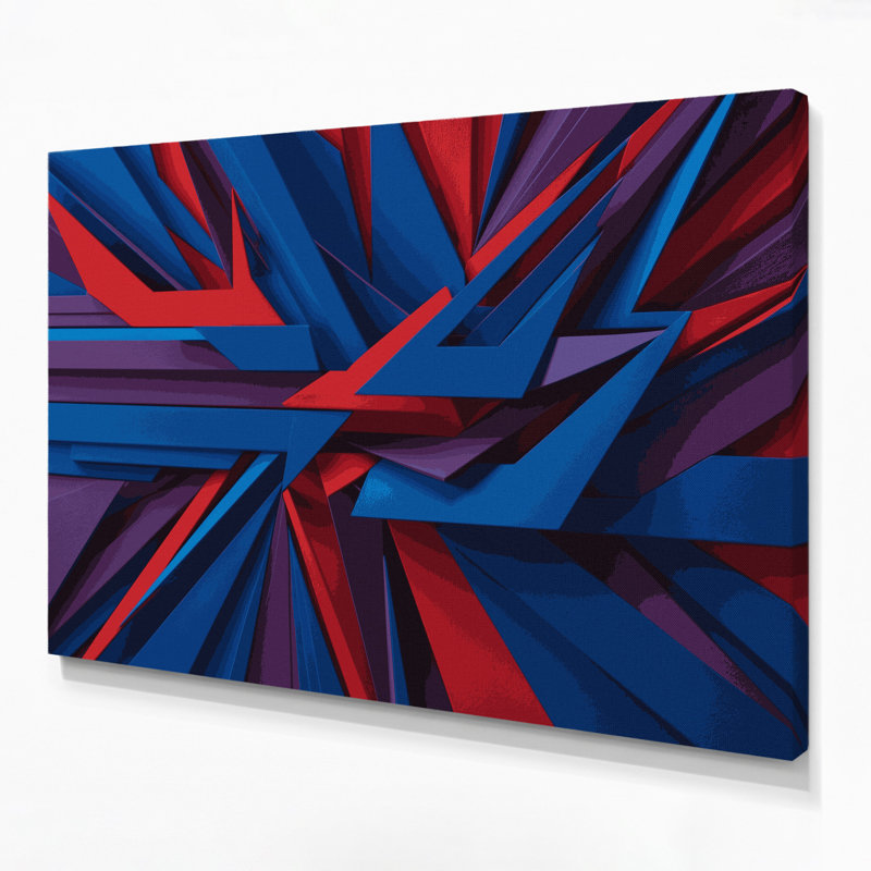 «Geometric Abstraction 6», art mural sur toile mauve, H 12 po x l 18 po