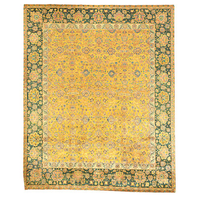 Tapis doré et rouge de haute qualité noué à la main