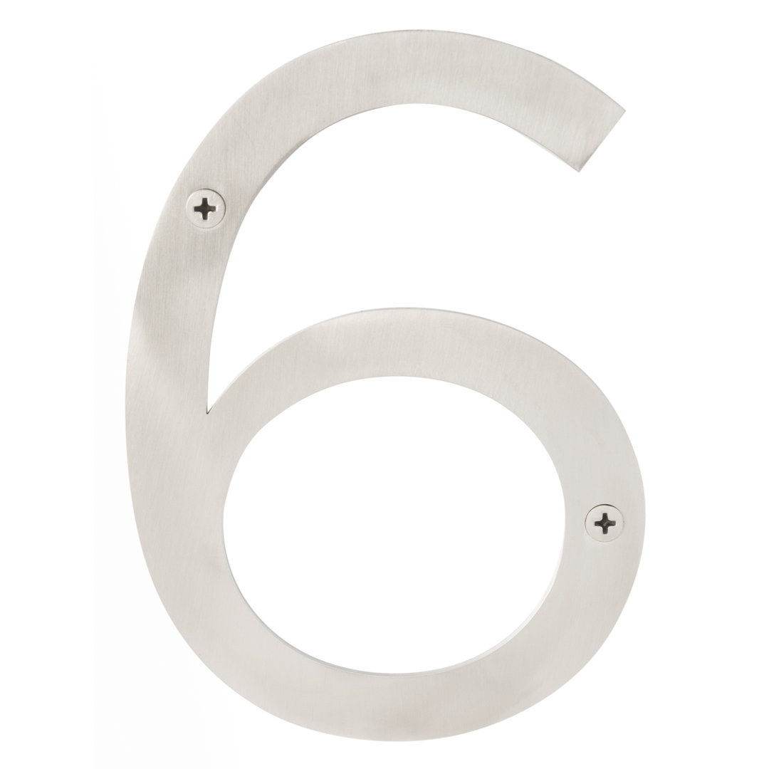 Stainless Steel house number, 6" Sure-Loc Hardware Color: Satin Stainless Number: 6