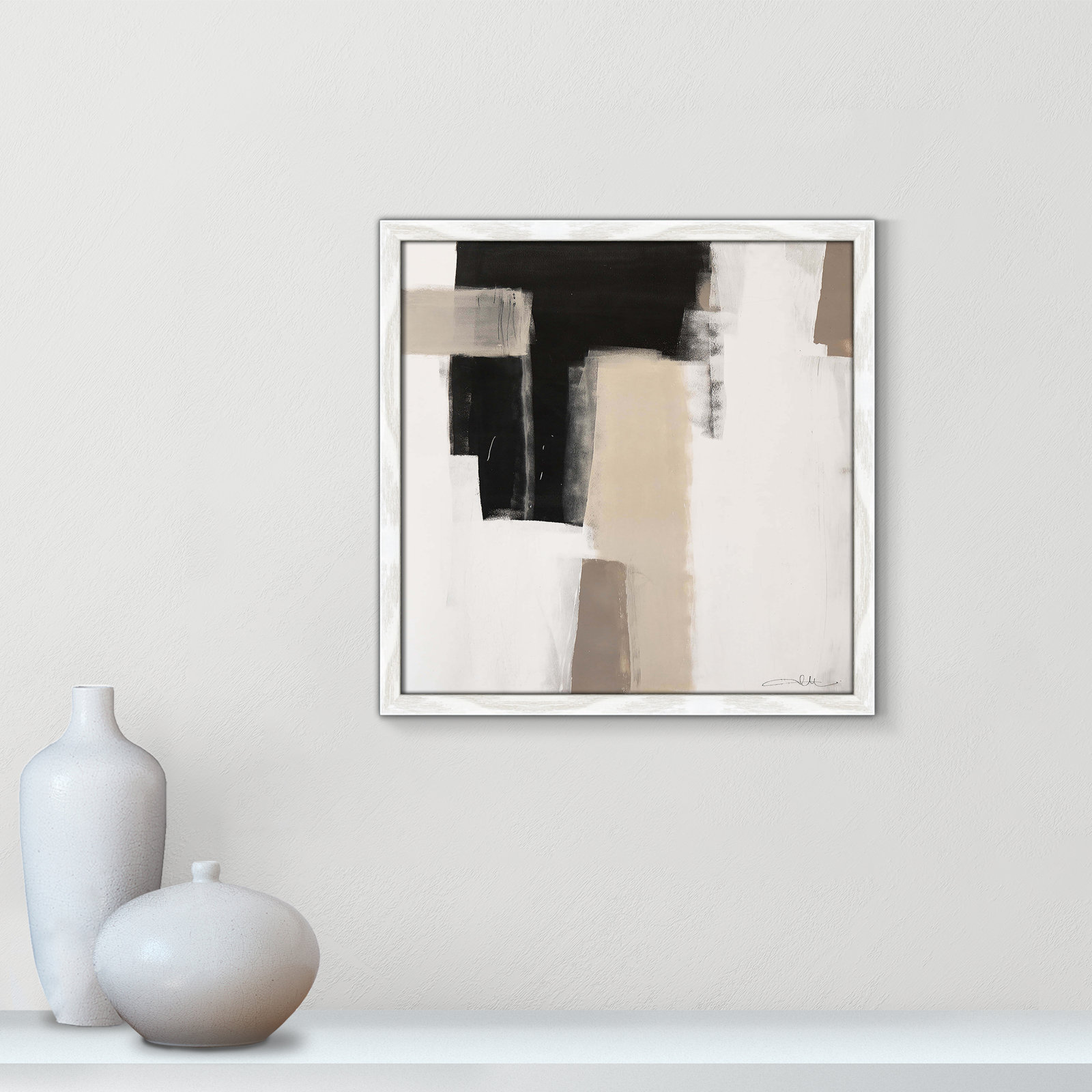 Earth Scapes I Print, 17" H x 17" W x 1.25" D, White Slim Framed