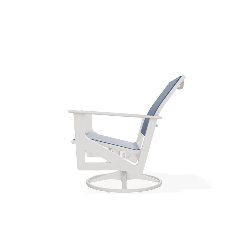 Wexler Outdoor Swivel Lounge Chair, Cobalt 35D Sunbrella®, Snow