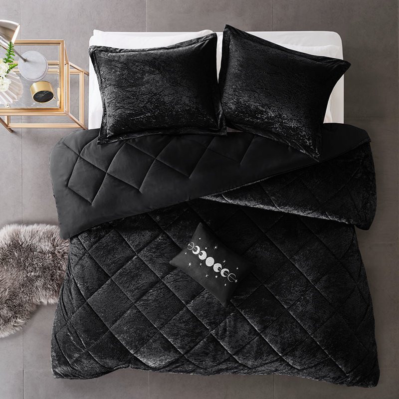 Édredon en velours simple / simple TG - noir, diamant, lavable à la machine, coussin décoratif pour diamant, lavable avec