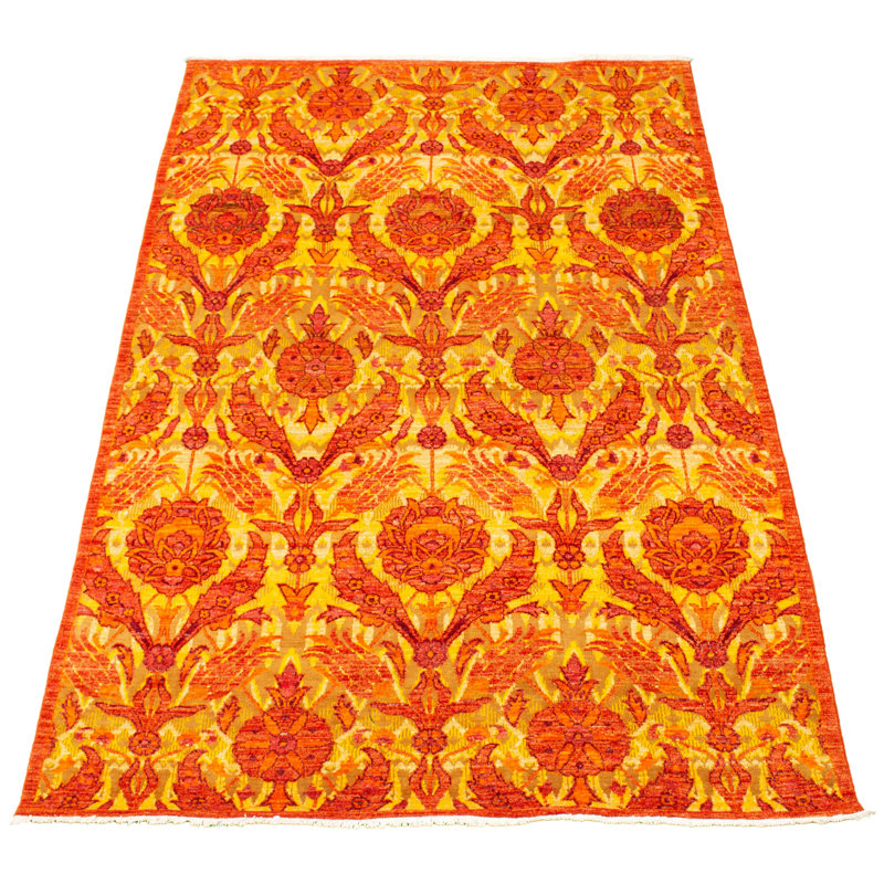 Tapis décoratif en laine de conception unique en laine noué à la main de conception unique 5 pi 11 po x 9 po Brunna New Age Lahore
