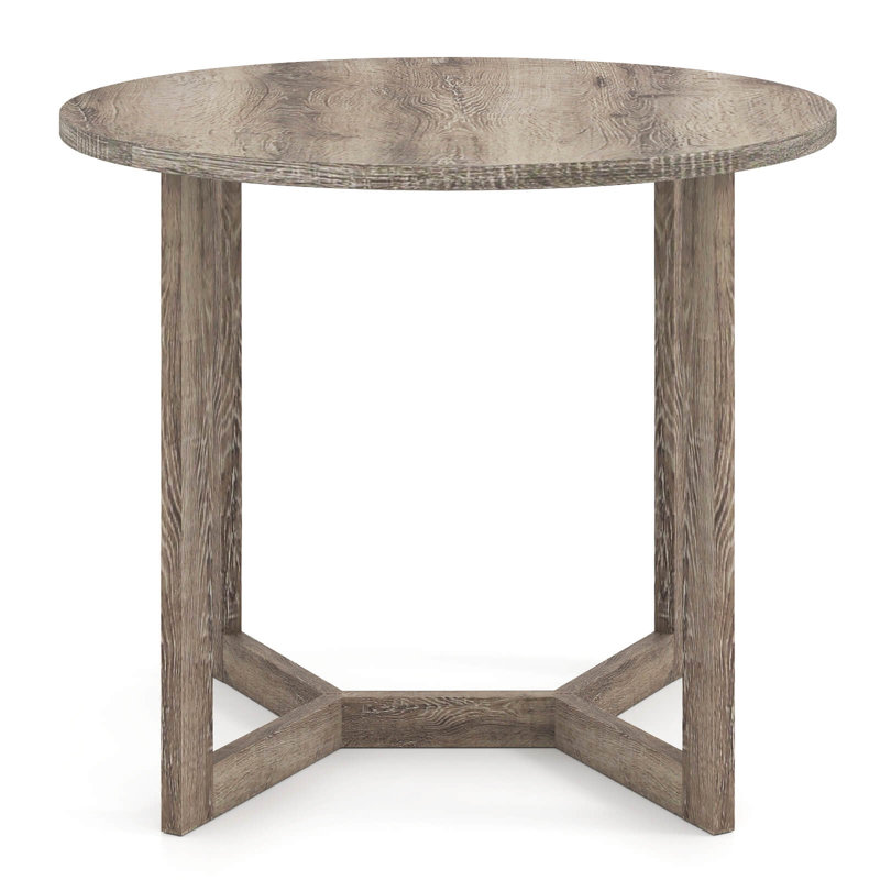 Table de salle à manger 36 pouces en bois pour 2 à 4 personnes avec piédestal en forme d'aile noir, Gris