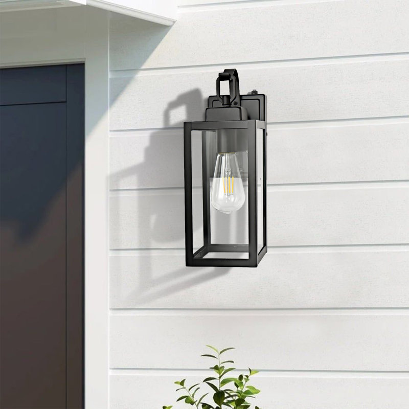 Lanterne murale d'extérieur noir mat avec crépuscule Schlesinger, H 17,74 po x l 5,91 po x P 7,82 po