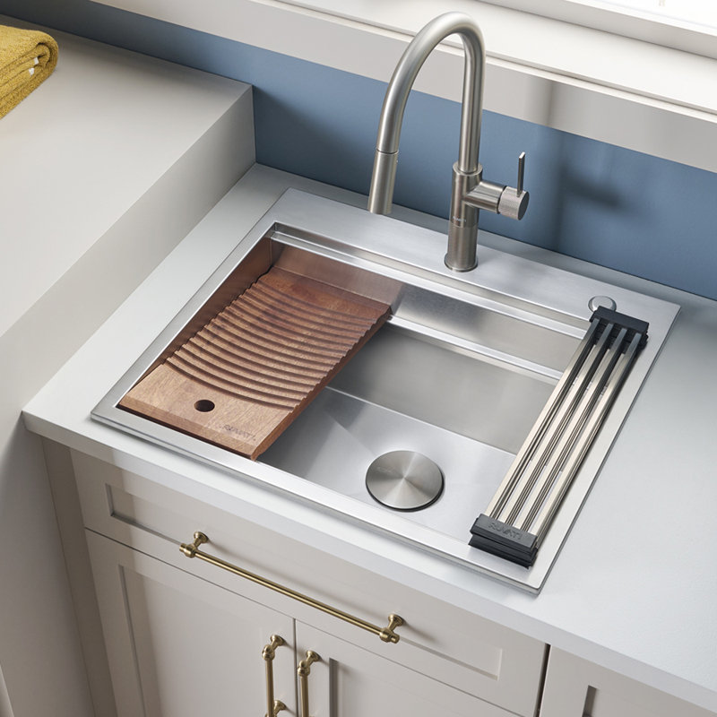 Ruvati 25 x 22 x 12 inch Deep Laundry Workstation Sink with Washboard Topmount Stainless Steel