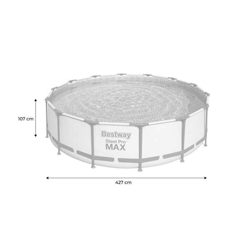 Steel Round Frame Set Pool 271.78cm H x 1084.58cm W x 224.79cm L , with Pump Included, Grey