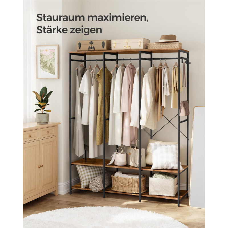 Ellender 141cm Clothing Rack, Vintage Brown