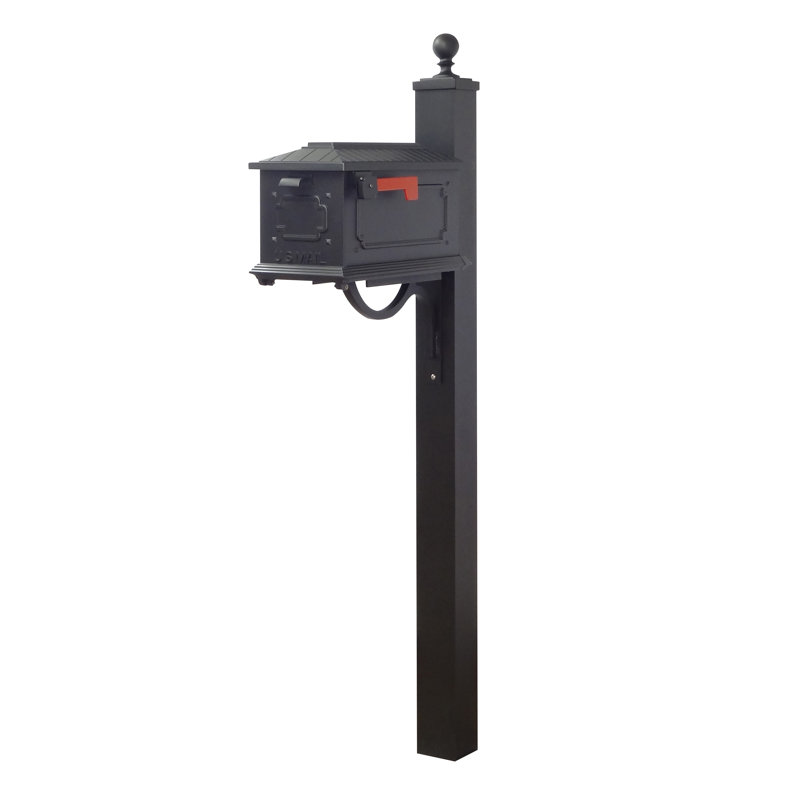 Kingston Aluminum Post Mounted Mailbox, Black
