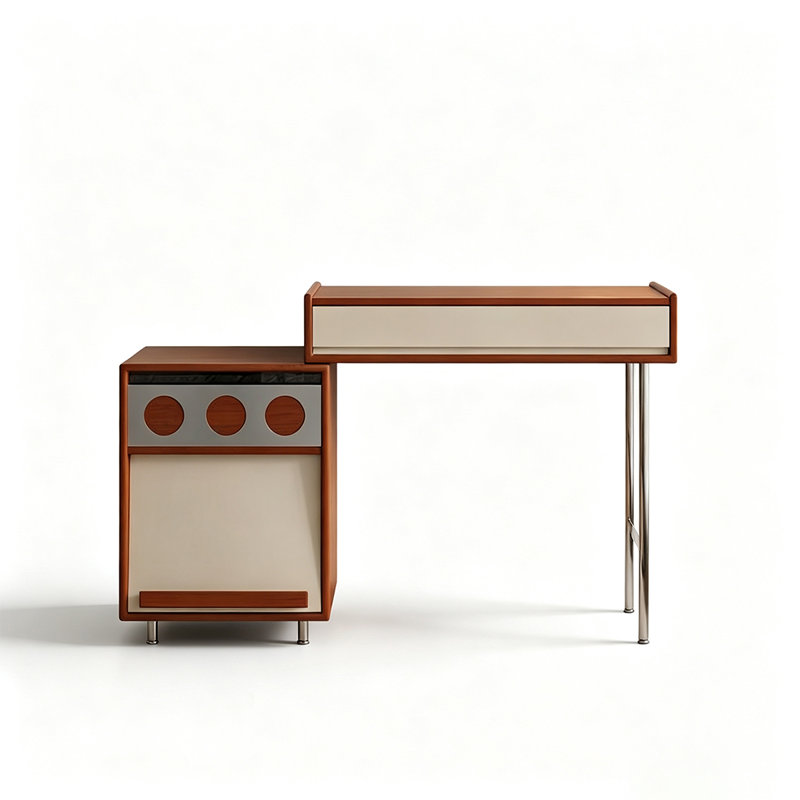 Coiffeuse en bois de style Bauhaus avec grande capacité de rangement pour appartement, H 29,92 po x l 49,22 po x P 17,72 po