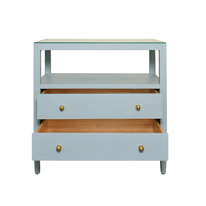 Douglas Glass End Table, Blue