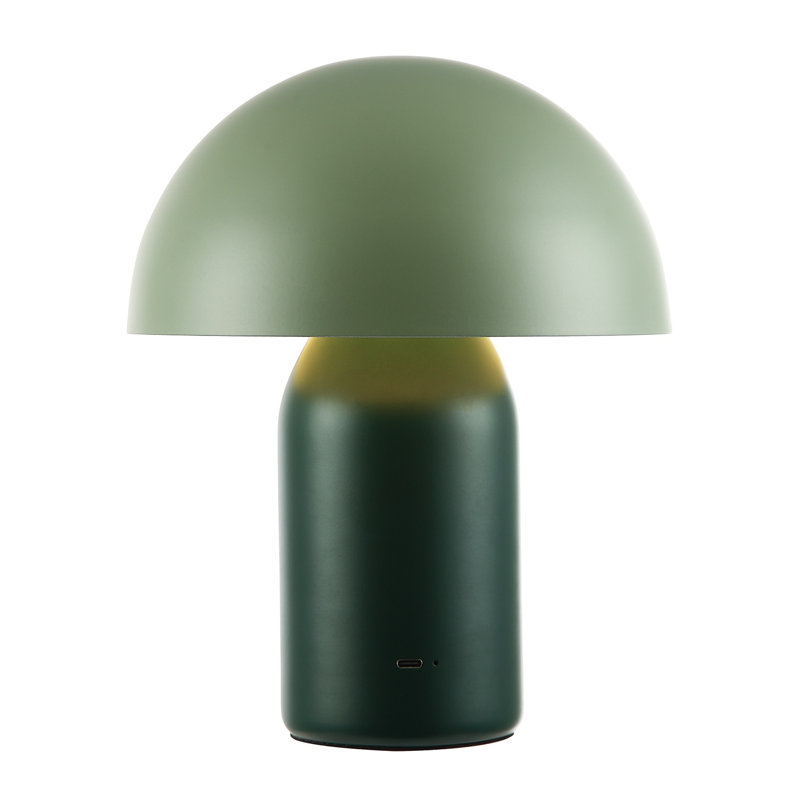 Modern Rechargeable Mushroom Table Lamp With Touch Dimmer Button By 17 Stories, Olive Green