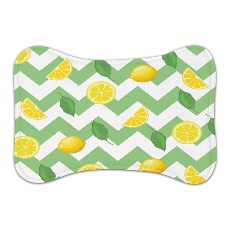 Refreshing Lemons - 1 Piece Bone Shape Feeding Mat, XL (18")